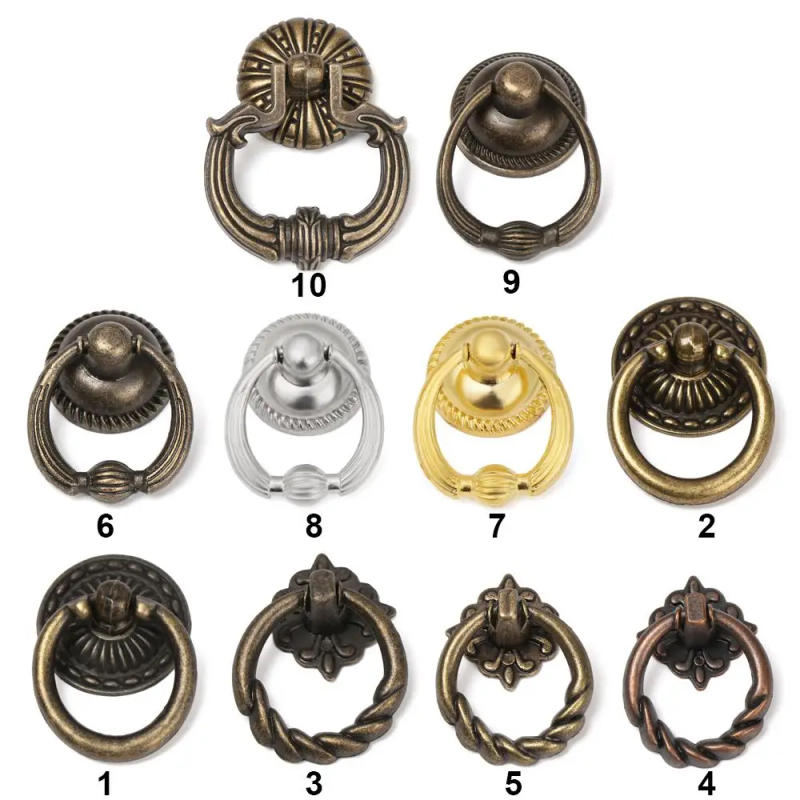 Description Picture 5 of itemAuxiliary Ring Pattern European Style Retro Bronze Handles Wardrobe Pulls Single Hole Furniture Knobs