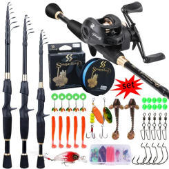 Sougayilang 1.8-2.4m Telescopic Casting Fishing Combo Portable Ultralight Rod and 8.1:1 Gear Ratio Fishing Reel Fishing Combo