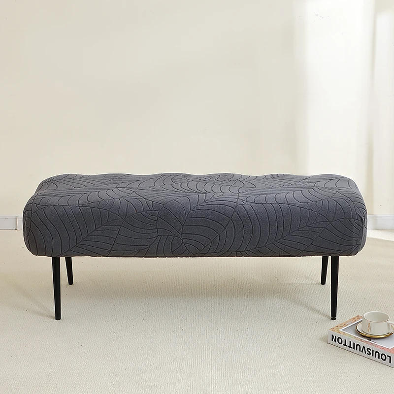 Description Picture 4 of item1PC Leaves Jacquard Bench Cover Stretch Piano Stool Cover Long Bench Seat Case Furniture Protector for Bedroom Home Hotel Decor