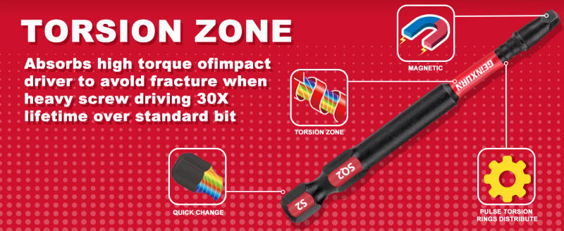 Description Picture 6 of itemGEINXURN Impact Tough 3Inches #2 Square Insert Driver Bits, Magnetic SQ2 Screwdriver Bits Set 3''Long Impact Bit,Bulk