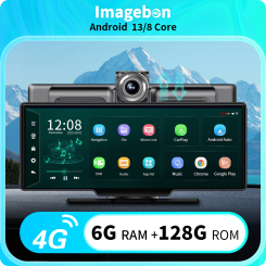 Imagebon M50 Pro 10.26'' 4G Android 13 Car DVR 6+128G Wireless CarPlay Android Auto Dash Cam ADAS GPS Rearview Mirror Camera