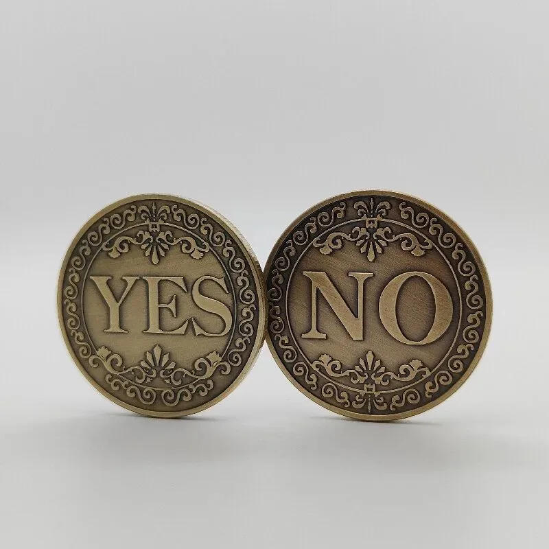 Description Picture 2 of item1PC Bronze Yes or No Commemorative Coin Souvenir Non-currency Coins Game Prop Challenge Coins Collection Decoration Crafts