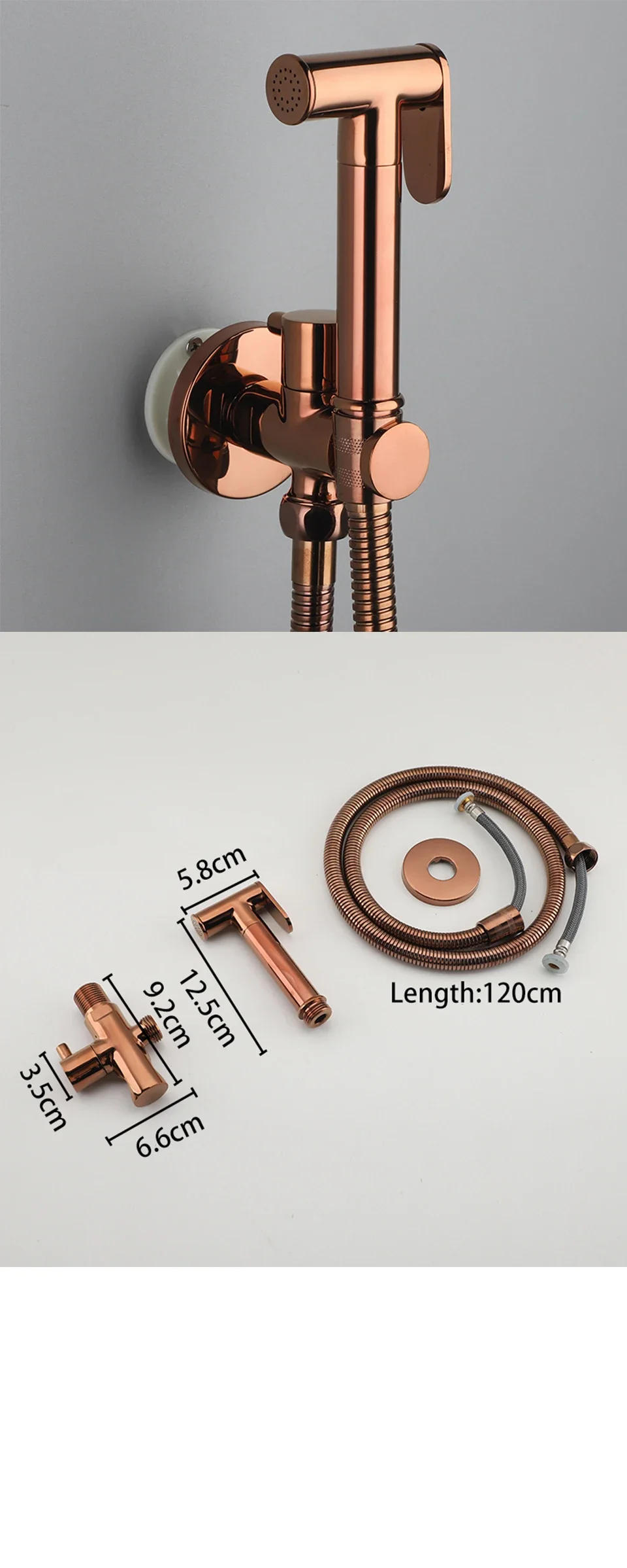 Description Picture 5 of itemAvapax Brass Bidet Faucet Handheld Bidet Sprayer Set Rose Gold Toilet Faucet Single Cold Water Portable Bathroom Shower Head