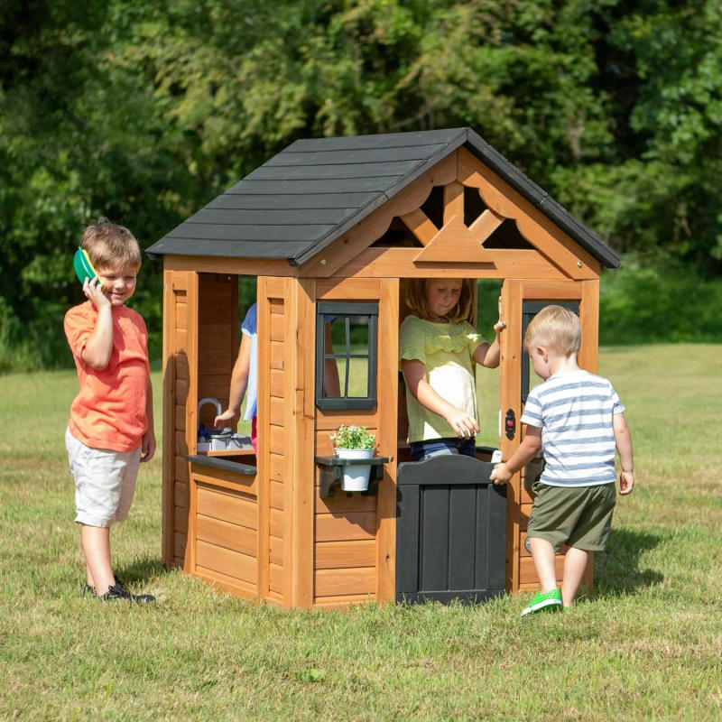 Description Picture 3 of itemBackyard Discovery Sweetwater All Cedar Wooden Playhouse Light Brown Side Snack Window, Perfect Serving Up Drinks and Treats