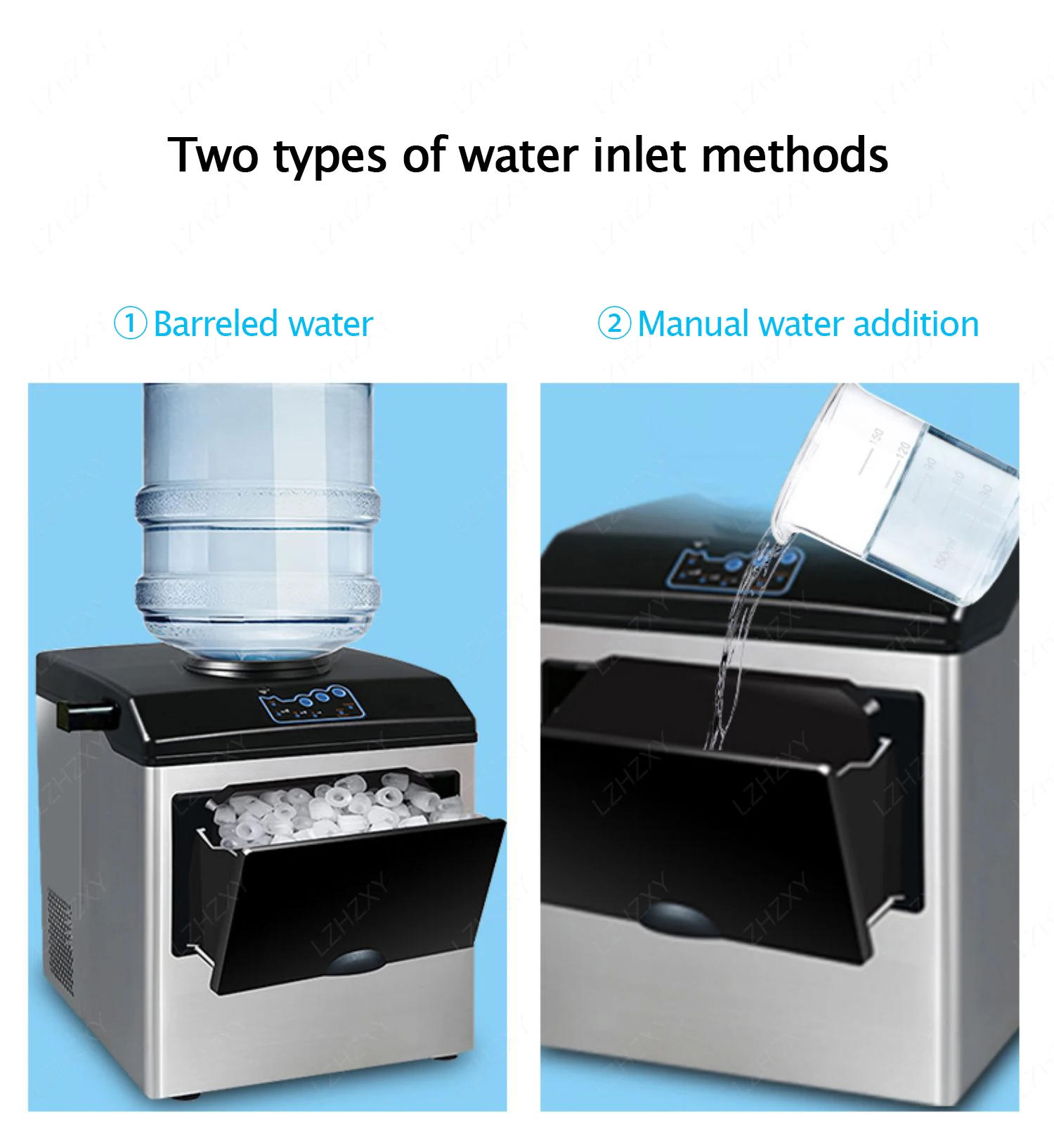 Description Picture 4 of item25KG Ice Maker Electric Commercial Ice Cube Maker Small Household Multifunctional Bottled Water Automatic English Panel