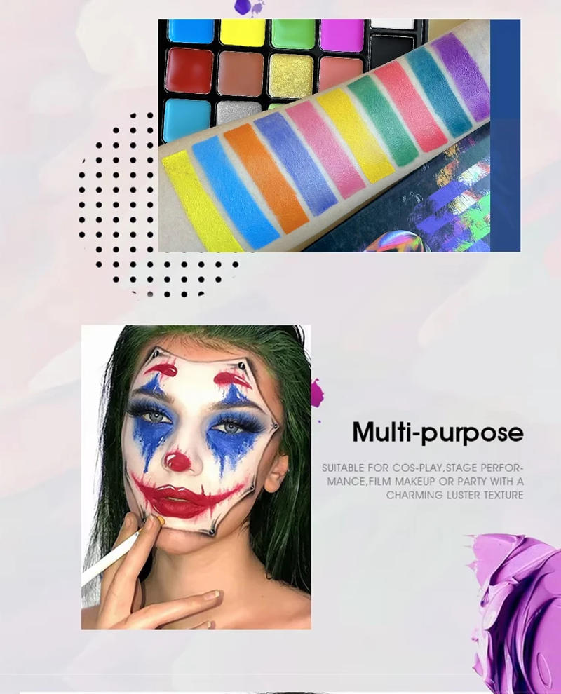 Description Picture 4 of item22 Color Face Body Painting Kit for Kids Adults,Face Paint Makeup Palette with Brush,Halloween Carnival Artist Cosplay Art Party