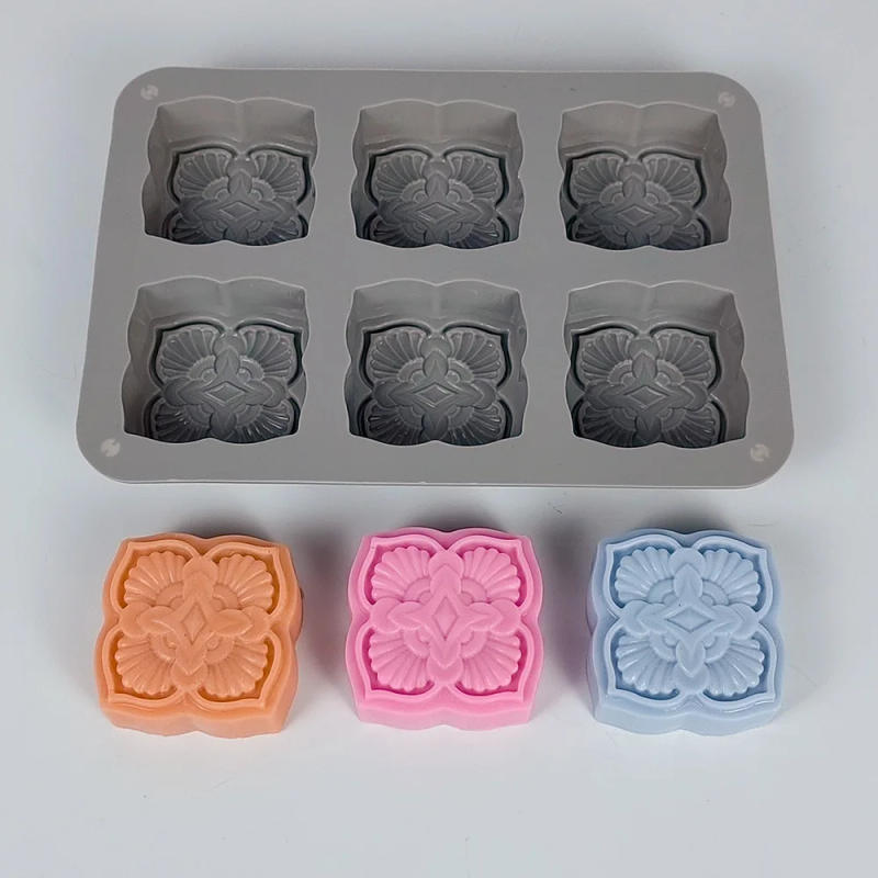 Description Picture 2 of item6 Hole Retro Flower Pattern Silicone Soap Mold DIY Handmade Baking Dessert Chocolate Cake Candle Making Mould Soap Molds