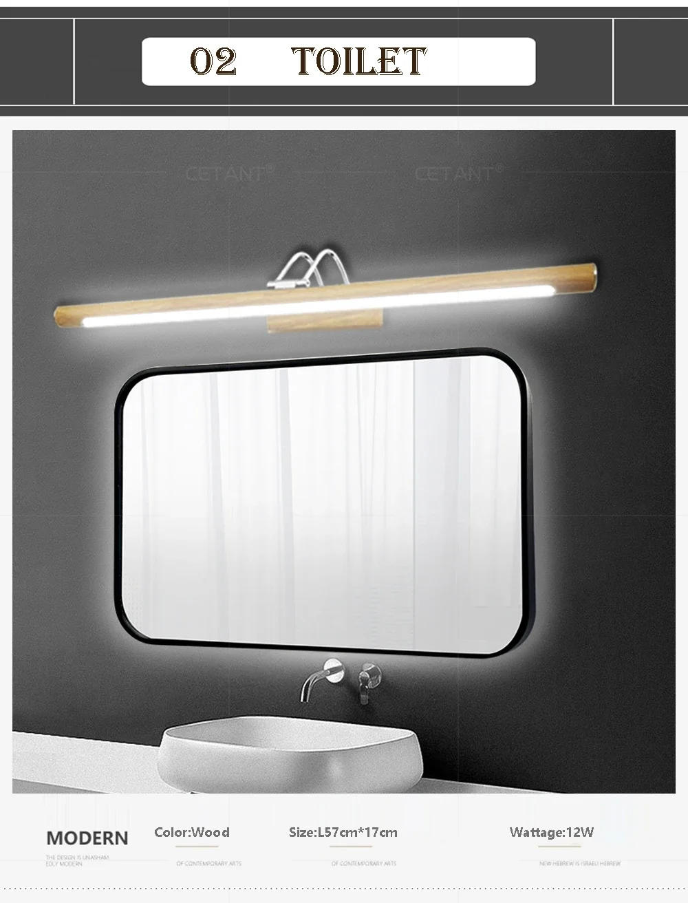 Description Picture 5 of itemNordic LED Wall Lamp Wood Home Interior Decoration Fill Lights For Bathroom Bedroom Study Room Cloakroom Makeup Lighting Sconces