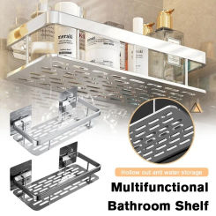 1/2pcs Wall Hanging Corner Rectangular Rack Bathroom Shelf Towel Rack Shelves Wall Shower Shampoo Rack No Drill Shelf Tripod