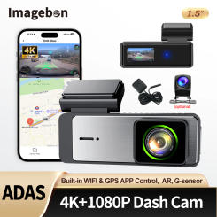 Imagebon Q7 1.5” 4K Dash Cam GPS Navigation WiFi AR Real-Time Navigation Car DVR Support Rear Cam Voice Control Loop Recording