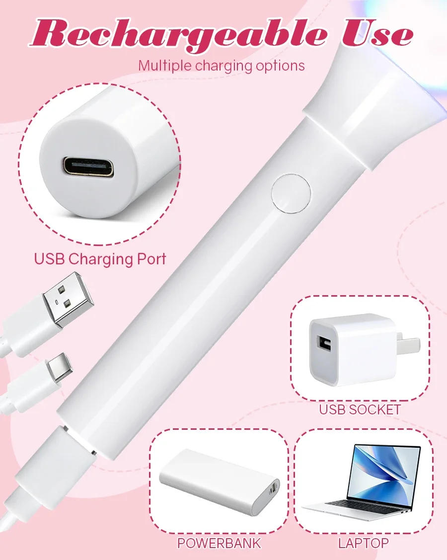 Description Picture 6 of itemMini UV LED Nail Dryers 18W Portable Quick Nail Drying Lamp USB Rechargeable Mini Flashlight Pen For Nail Gel Curing Salon Tools