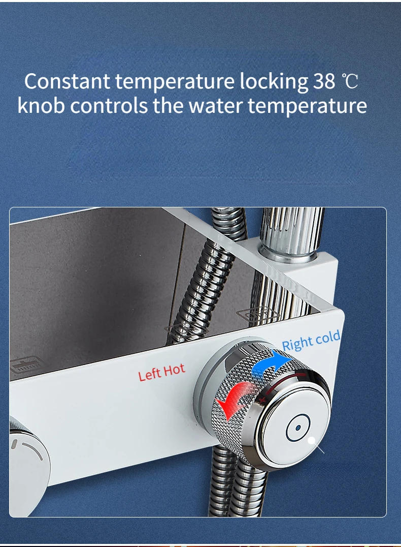 Description Picture 6 of itemConstant Temperature Shower System Stainless Steel Silver  Set Bathroom Faucet Knob Control  Supercharged