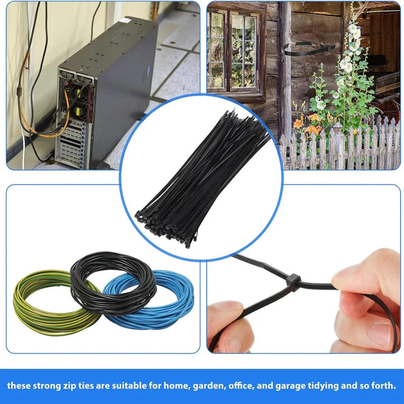 Description Picture 6 of item600/100PCS Plastic Nylon Cable Ties Detachable Self-locking Cord Ties Straps Wire Fastening Loop Home Office Organizer Accessory