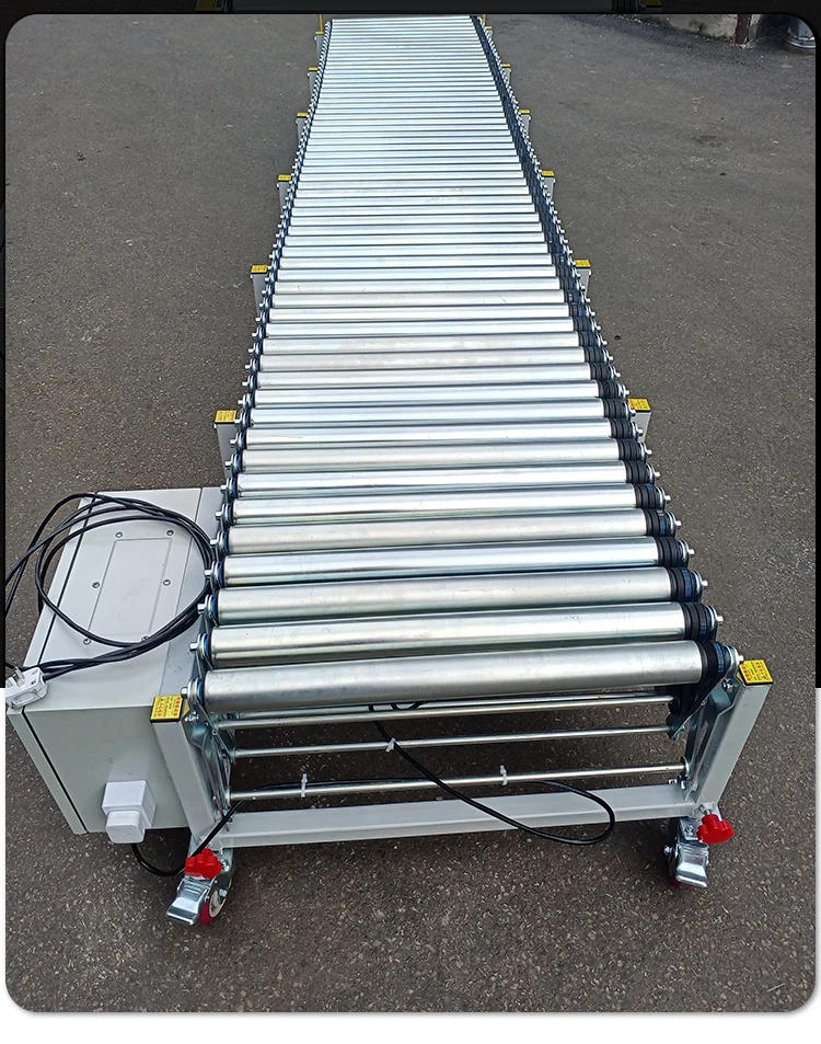 Description Picture 3 of itemCargo conveying power roller conveyor belt workshop transmission power telescopic roller conveyor