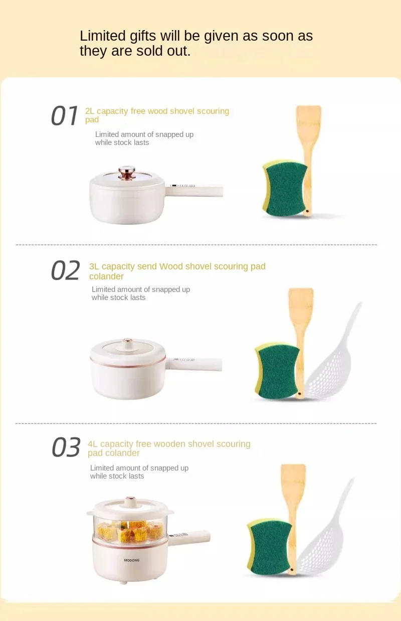 Description Picture 3 of item110V mini electric cooking pot household small multi-functional hot pot electric steamer rice cooker American small appliances