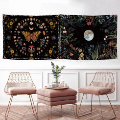 1pc 75x100cm Butterfly Moon Tapestry,Colorful Botanical Floral Plant Boho Tapestry for Bedroom,Wall Hanging Decor for Room