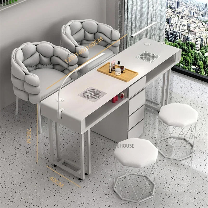 Description Picture 3 of itemModern Beauty Salon Single Double Manicure Tables Chair Professional Manicure Table  Multifunctional Nail Table Salon Furniture