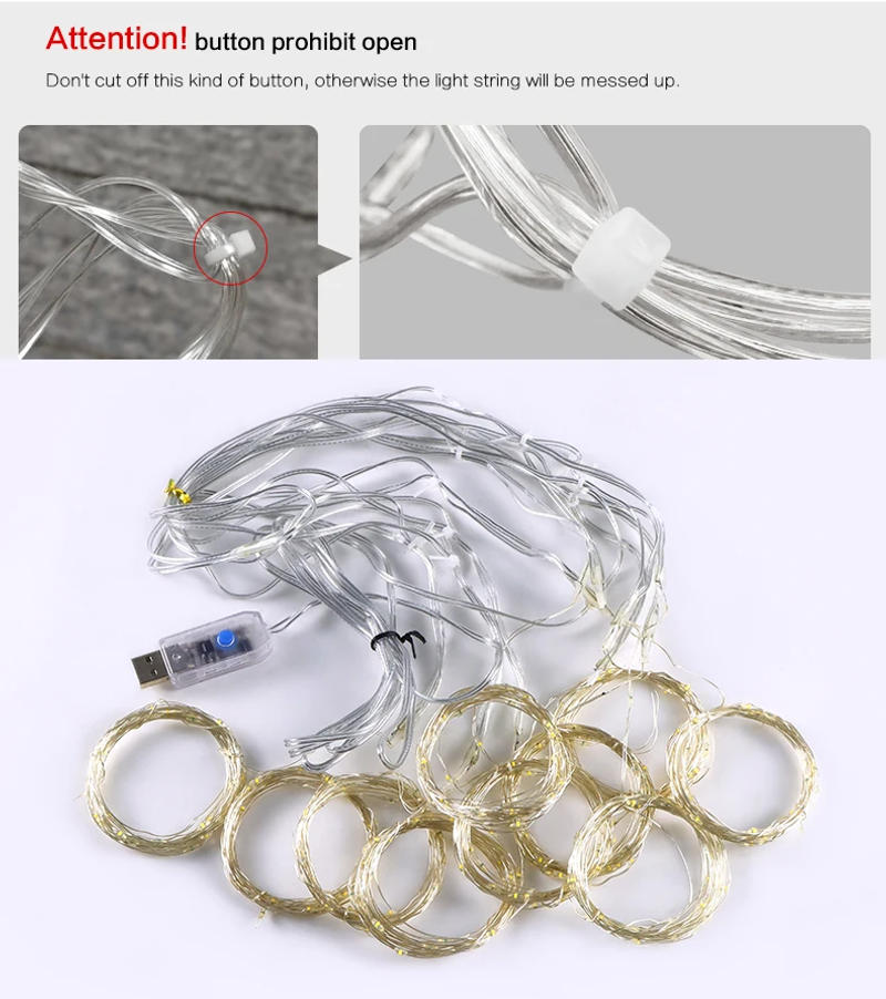 Description Picture 3 of itemChristmas Holiday LED Decoration Lights USB Fairy Bedroom String Garland Lighting Curtain Lights With Remote Control Party Decor
