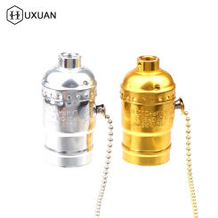 E27 Aluminum Vintage Light Socket With Pull Chain Desk Table Lamp Lighting Holder Screw Base For Bedrooms Dining Rooms Bars