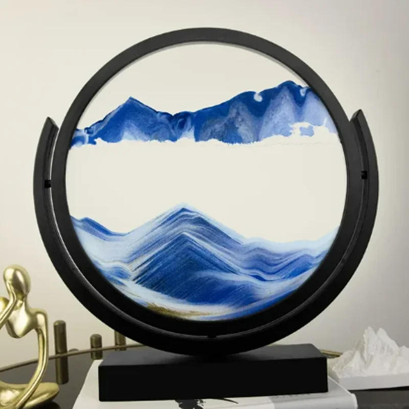 Description Picture 2 of itemRotatable Flowing Sand Painting Art Picture Round Glass Hourglass 3D Deep Sea Quicksand Modern Home Decoration Colour Sandglass