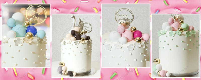 Description Picture 5 of item20Pcs Cake Topper Gold Silver Ball Happy Birthday Cake Topper DIY Cupcake Flag Wedding Christmas Ball Decor Birthday Decoration