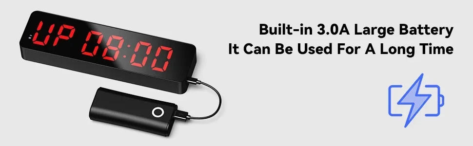 Description Picture 3 of itemGym Timer with Remote 12''x 3.5''Ultra-Clear Interval Time Timers with LED Countdown/Up Wall Clock Power Fitness Timer Stopwatch