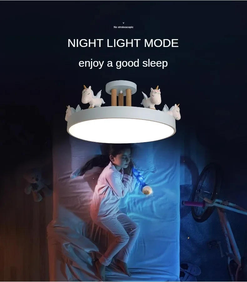 Description Picture 4 of itemNordic Cartoon Ceiling Lights Modern Creative Personality Unicorn Lamp Children's Room Bedroom Art Home Decoration LED Luminaria