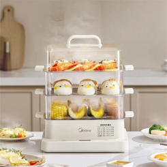 Household Three-layer Steamer Pot Electric Food Steamer Rice Noodle Roll Steamer Boiler Egg Breakfast Machine Home Appliances