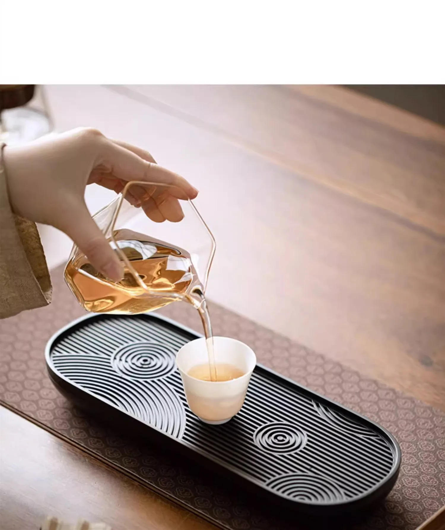 Description Picture 6 of itemMelamine Water Storage Type Tea Tray Chinese Tea Accessories Home Tea Sea Teapot Trays Decorative Teaware Supplies