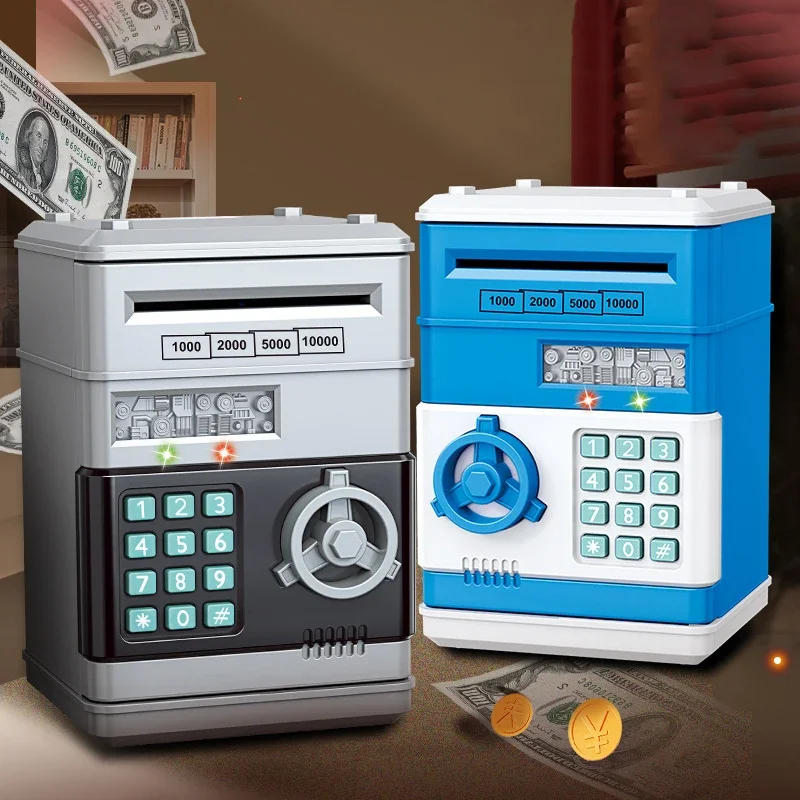 Description Picture 5 of itemCreative Piggy Bank Automatic Mini Safe Coins Cash Saving Money Box Password Counter Code Key Lock Coin Bank ATM Child Gift