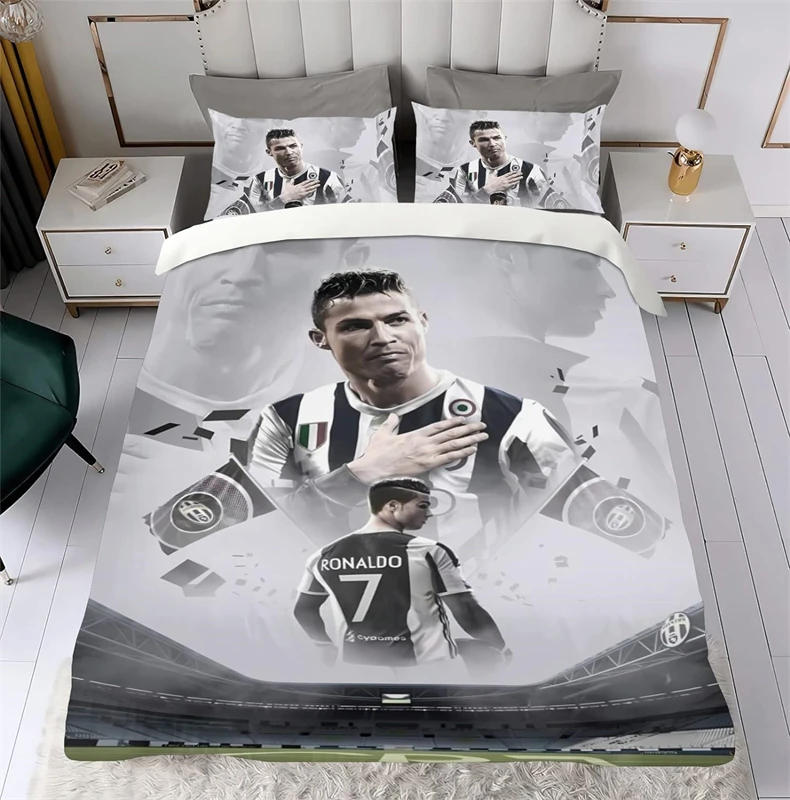 Description Picture 6 of itemFootball Star Ronaldo Bedding Set Duvet Cover 2/3 Piece Set Single Double Bedroom Decoration Lightweight Comfortable Soft 3d