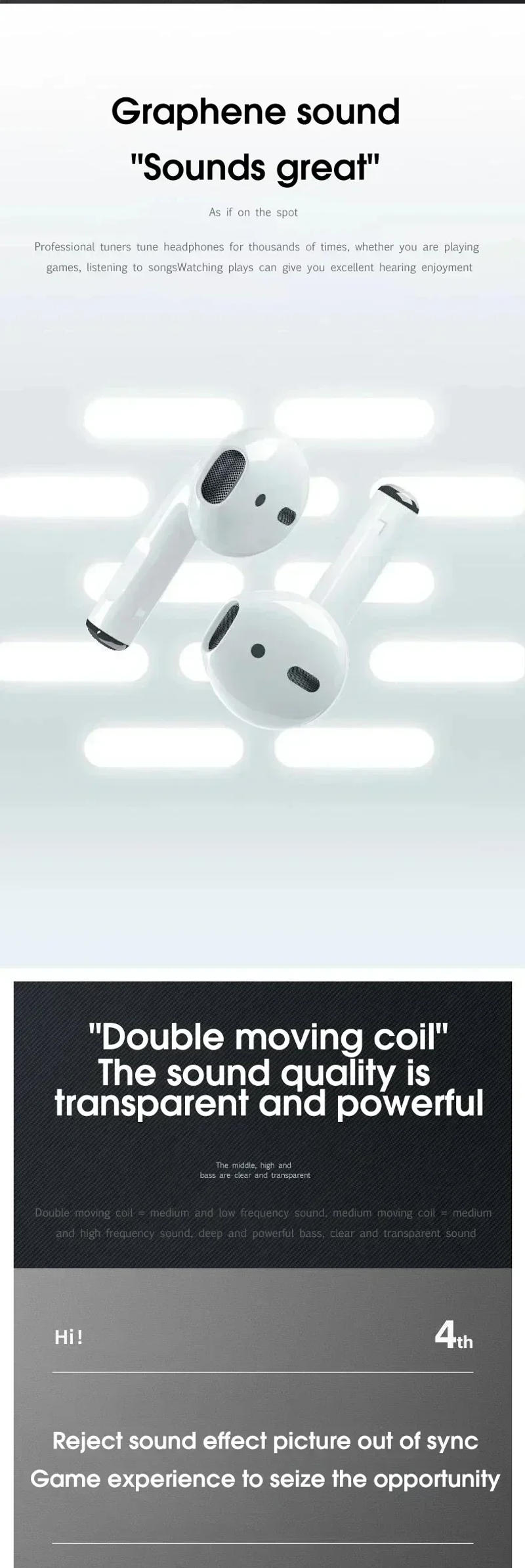 Description Picture 5 of itemPro 4 TWS Wireless Headphones Earphone Bluetooth Compatible 5.0 Waterproof Headset with Mic for Xiaomi iPhone Bluetooth Earbuds