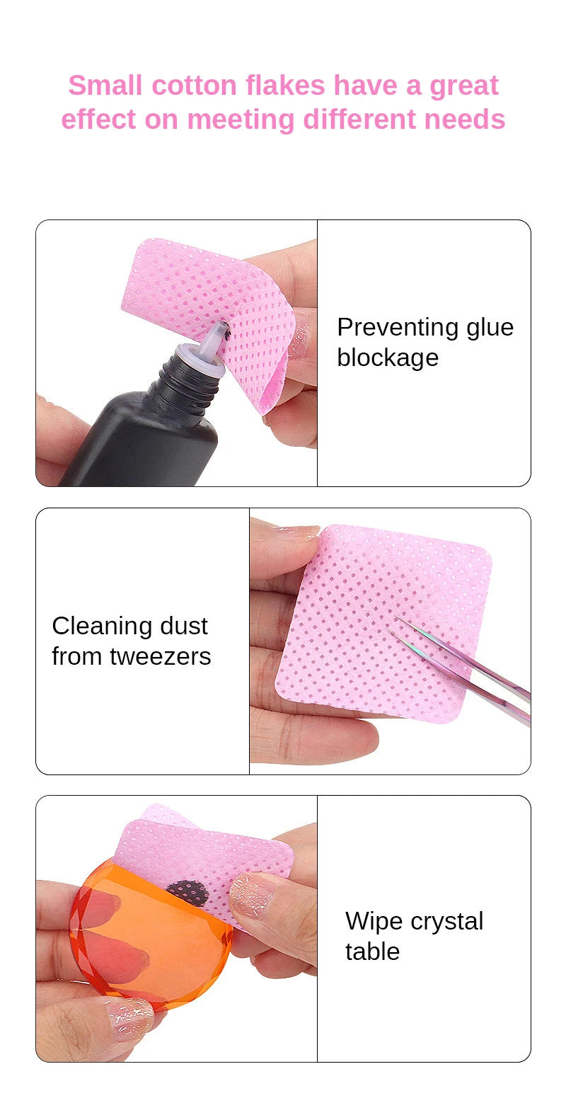 Description Picture 6 of item200pcs Wipes Paper Cotton Eyelash Glue Remover Lint Free Nail Wipes Cosmetics Makeup Tools