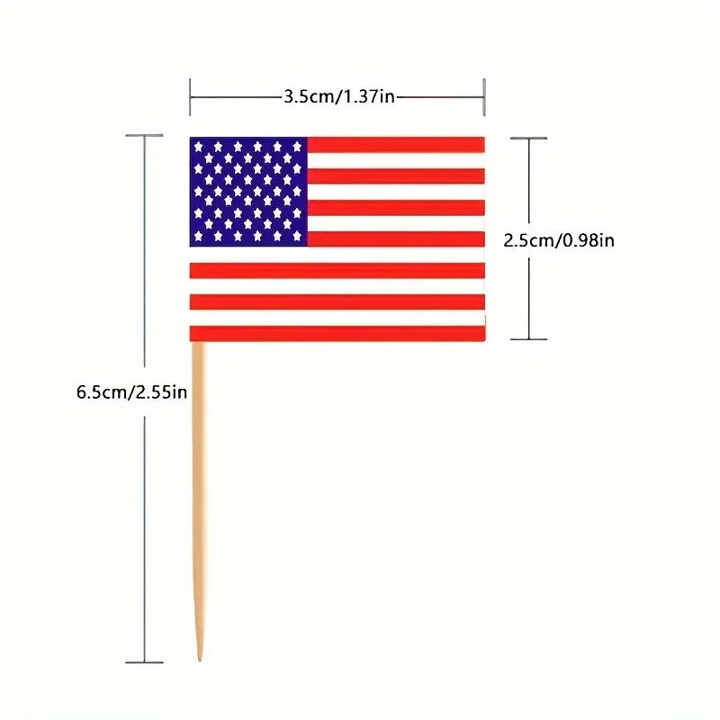 Description Picture 4 of item100pcs American Toothpick Flag, Cake Decoration Flag,Food Paper Flag Tag,Independence Day Party Decor Theme Party Supplies