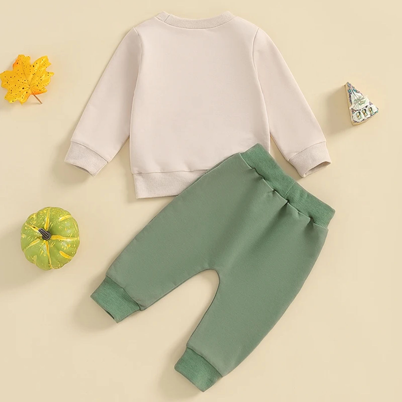 Description Picture 3 of itemBaby Boys Pants Set Long Sleeve Crew Neck Letters Print Sweatshirt with Pants Thanksgiving Clothes