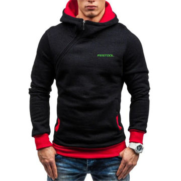 Festool Tools Printed New Hooded Men Multicolor Pullover Diagonal Zipper Hoodies Autumn Winter Casual Jackets Hoody Sweatshirts