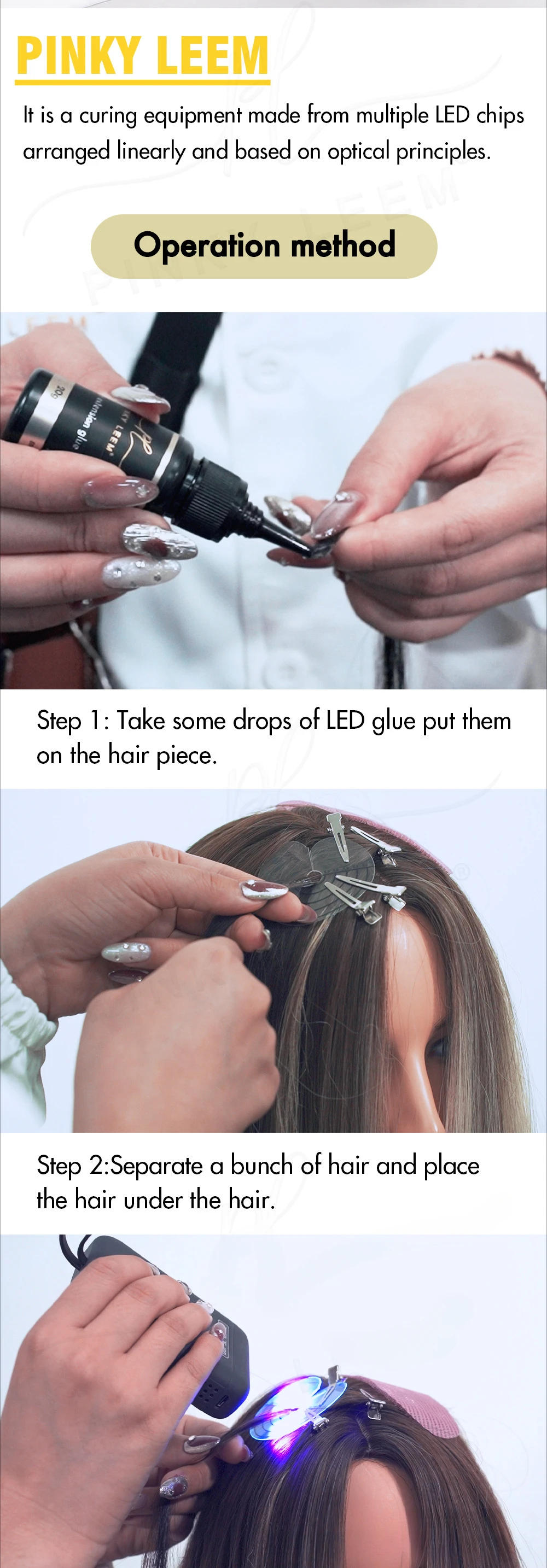 Description Picture 3 of itemHair Extension V-Light LED Handheld UV Lamp Rechargeable Fast Grafting UV Hair Extension Machine High Power UV Curing Lamp