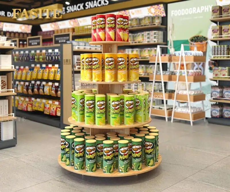 Description Picture 2 of itemPromotion platform display rack convenience store supermarket mother and child shop island multi-functional solid wood texture