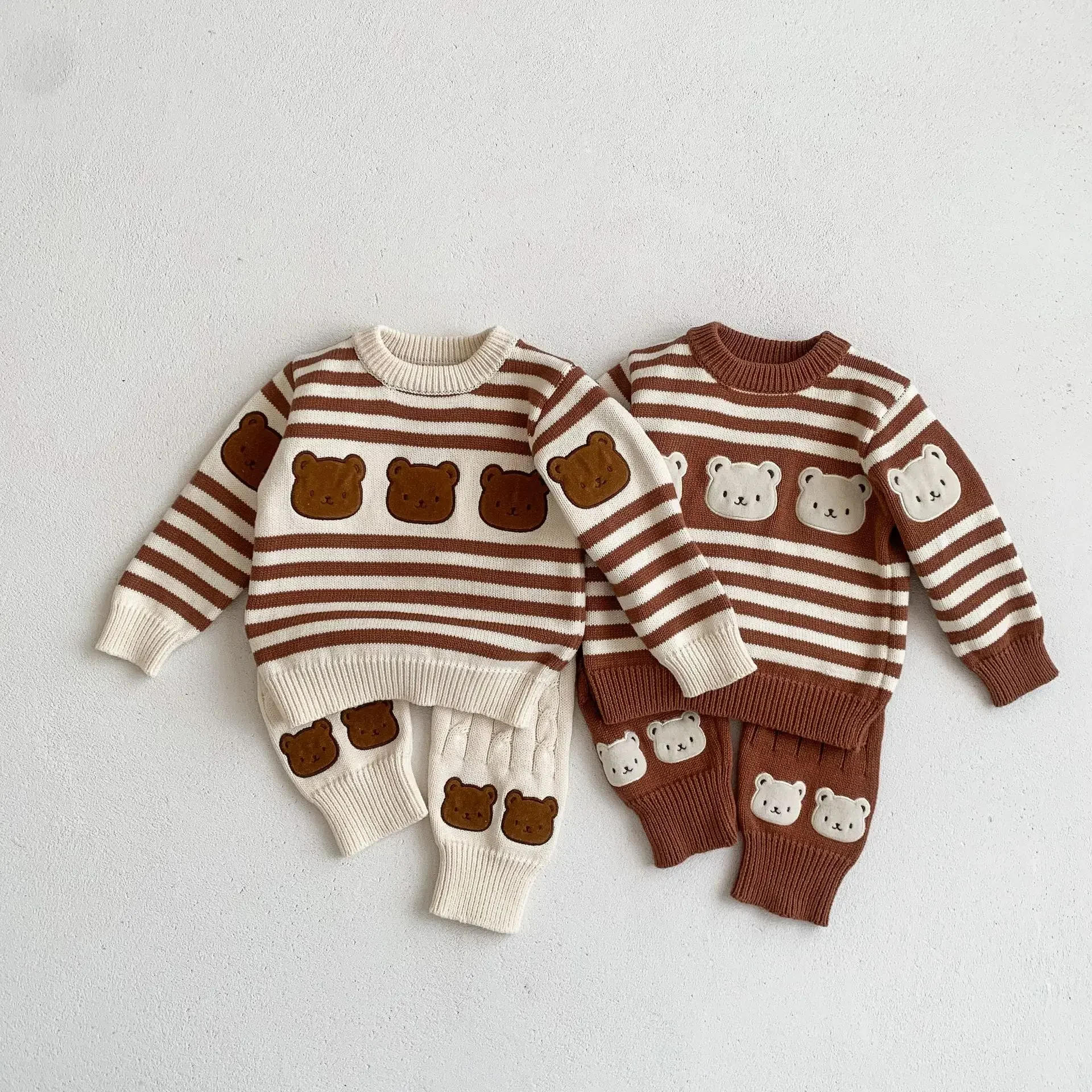Description Picture 5 of itemWinter Autumn Baby Clothes Set Infant Boy Girl Bear Sweater + Knit Pants Two Piece Suit Kids Knitwear Outfits Toddler Clothes