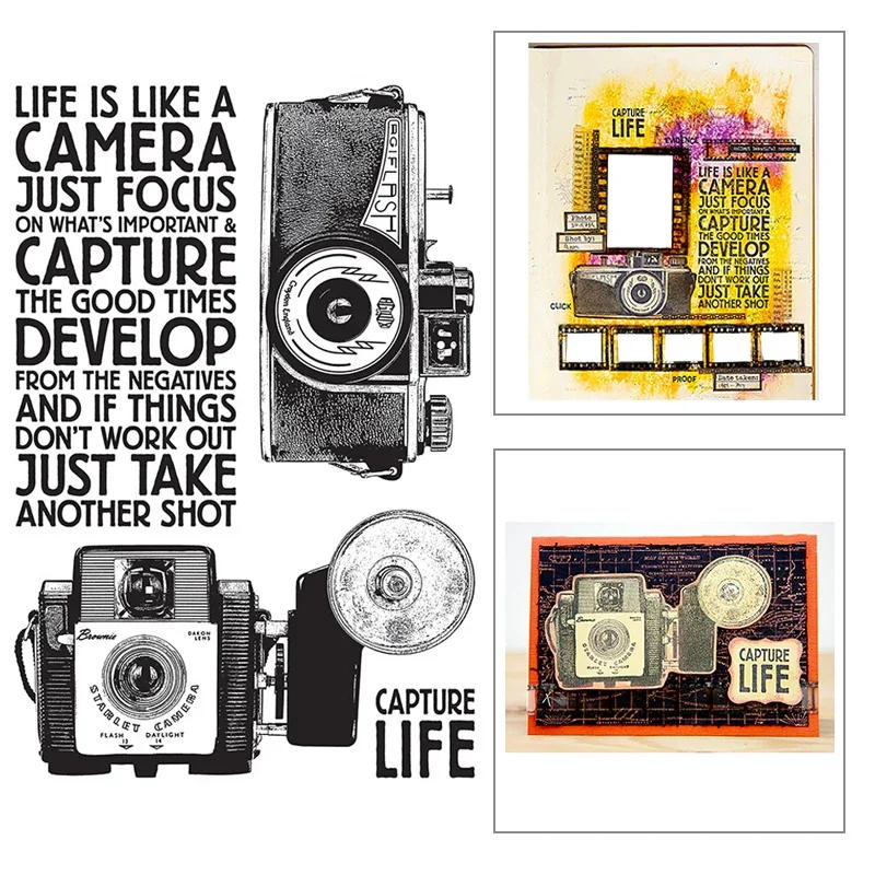 Description Picture 2 of itemNew Retro Camera Pattern Transparent Stamps For DIY Making English Words Greeting Card Scrapbooking No Metal Cutting Dies