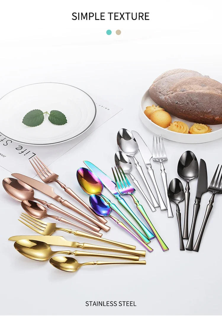 Description Picture 3 of item30/40/60pcs Bright Gold Dinner Cutlery Set Stainless Steel Tableware Knife Fork Coffee Spoon Flatware Dinnerware Dishwasher Safe