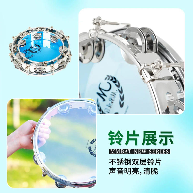 Description Picture 6 of item8/10 Inch Tambourine Adjustable Tone Hand Drum Double Row Drum for Christian Dance Tambourine Orff Percussion Instrument