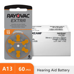 Hearing Aid Battery 60 PCS / 10 Cards NEW Zinc Air 1.45V Rayovac Peak Hearing Aid Batteries A13 13A 13 P13 PR48 For hearing aids