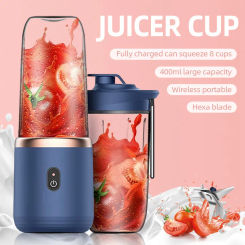 6 Blades Portable Juicer Cup Juicer Fruit Cup Automatic Small Electric Juicer Smoothie Blender Food Processor