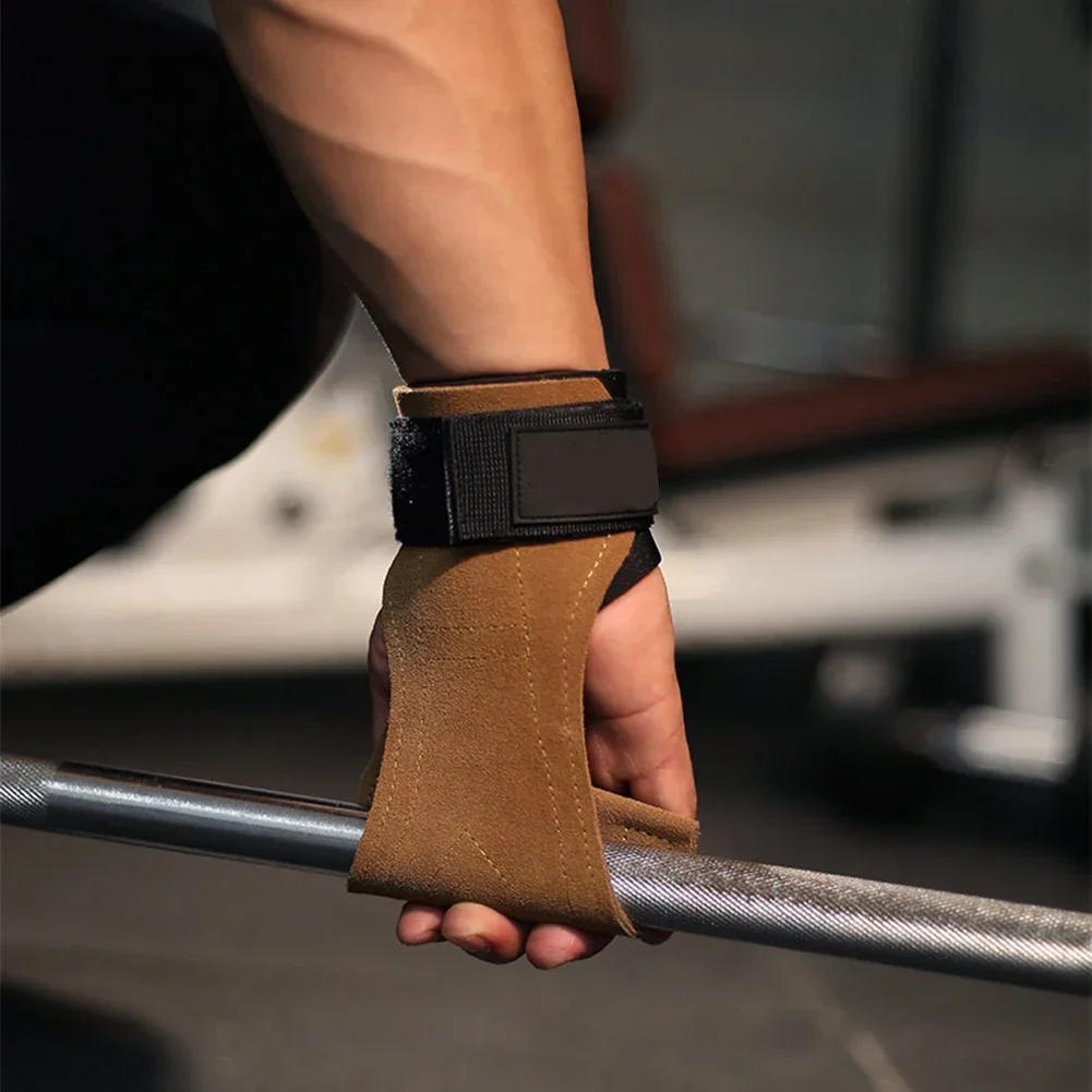 Description Picture 6 of itemBench Press Weight Lifting Wrist Hooks Straps Cowhide Deadlift Gloves and Grip Pads for Fitness Gym Training Dumbbell Pull-Up