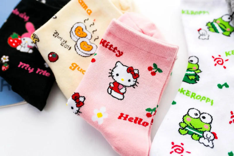 Description Picture 5 of item1pair Sanrio Socks Melody Cinnamoroll Women's Sweet Cartoon Hello Kitty Kirby Cute Kids Socks Girls Little Girl Socks
