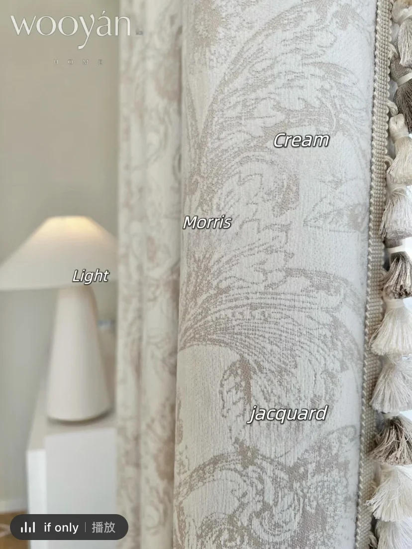 Description Picture 5 of itemModern Romantic French Luxury Curtains for Living Room Bedroom Beige Embroidery Chenille Curtain Blackout Curtains Lace Tulle