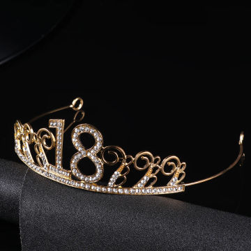 18th Birthday Tiara Rhinestone and 18th Birthday Party Supplies Rhinestone Crowns Golden Happy ( 18th Birth- Silver )