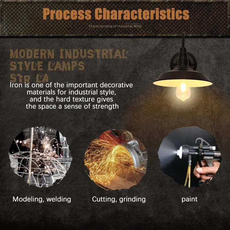 Description Picture 4 of itemIndustrial Style Wall Lamp American Personality Creative Wall Lights Decorative Aisle Corridor Balcony Restaurant Bar Stai