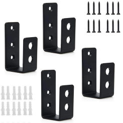 2/4pcs Door Barricade Bracket Heavy Duty Open Rod Frame U-Bracket Home Security Hardware For Garage Castle Barn Gate Latches